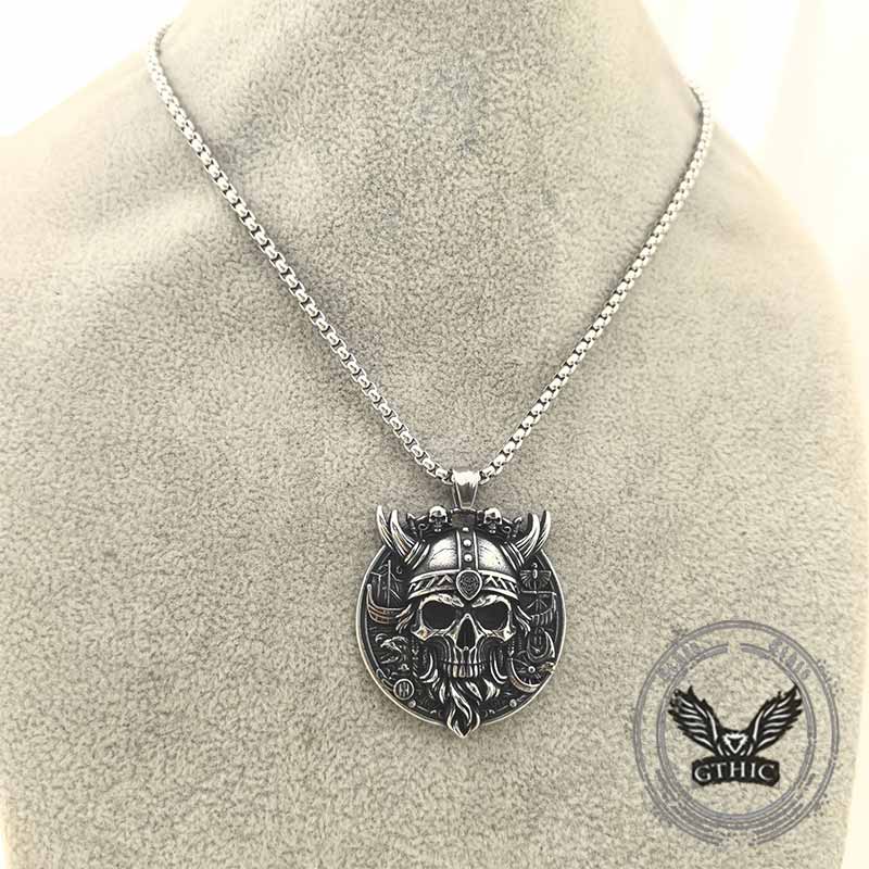 Gothic Wings Skull Stainless Steel Viking Pendant 02 | Gthic.com