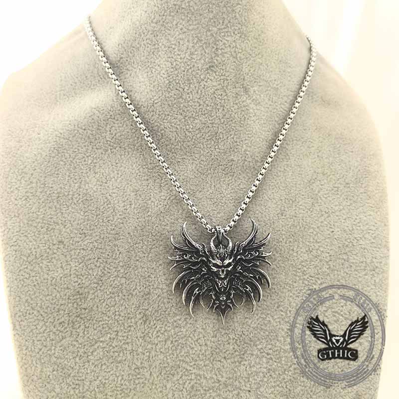Gothic Wings Skull Stainless Steel Viking Pendant