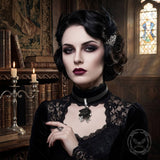 Gothic Wooden Rose Flower Design Alloy Choker Necklace | Gthic.com