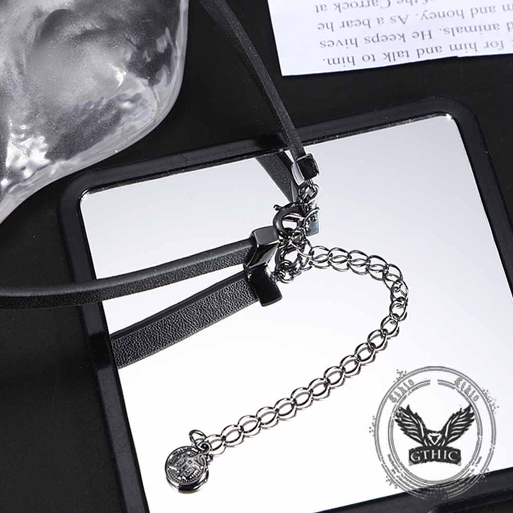 Gothic Wooden Rose Flower Design Alloy Choker Necklace