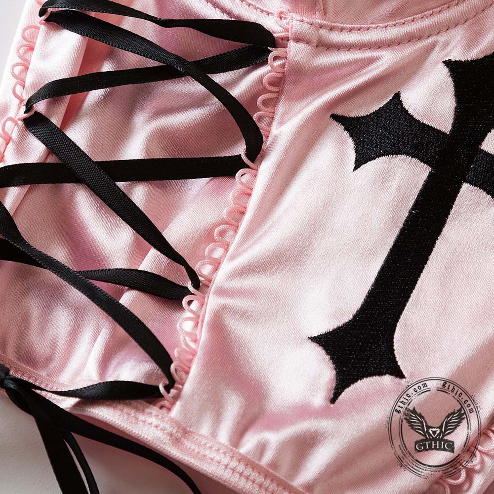 Gothic Y2K Strappy Cross Pattern Slim-Fit Camisole