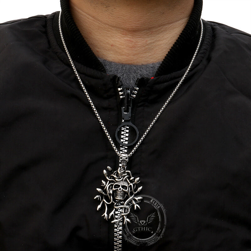Greek Mythology Snake Hair Skull Stainless Steel Pendant