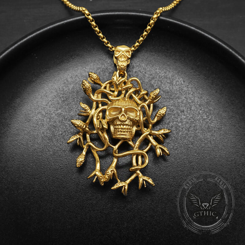Greek Mythology Snake Hair Skull Stainless Steel Pendant