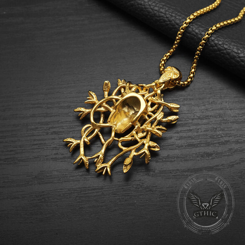 Greek Mythology Snake Hair Skull Stainless Steel Pendant