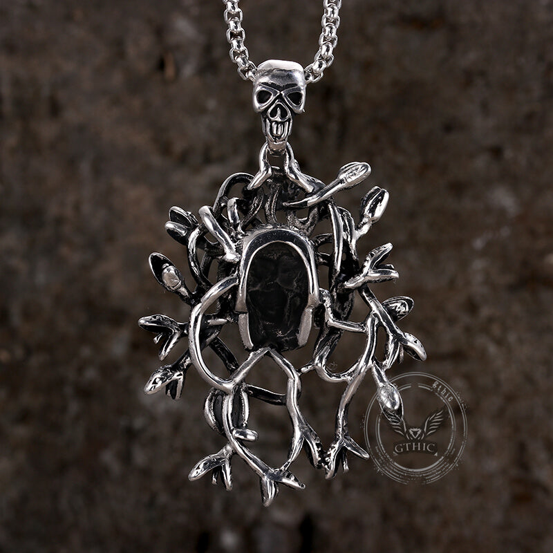 Greek Mythology Snake Hair Skull Stainless Steel Pendant