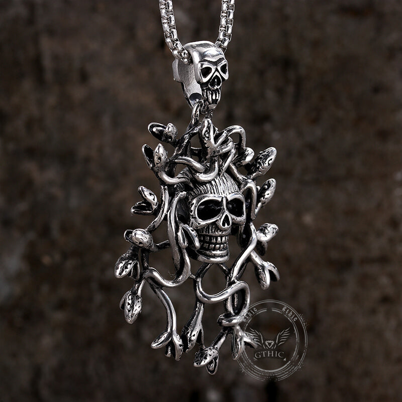 Greek Mythology Snake Hair Skull Stainless Steel Pendant