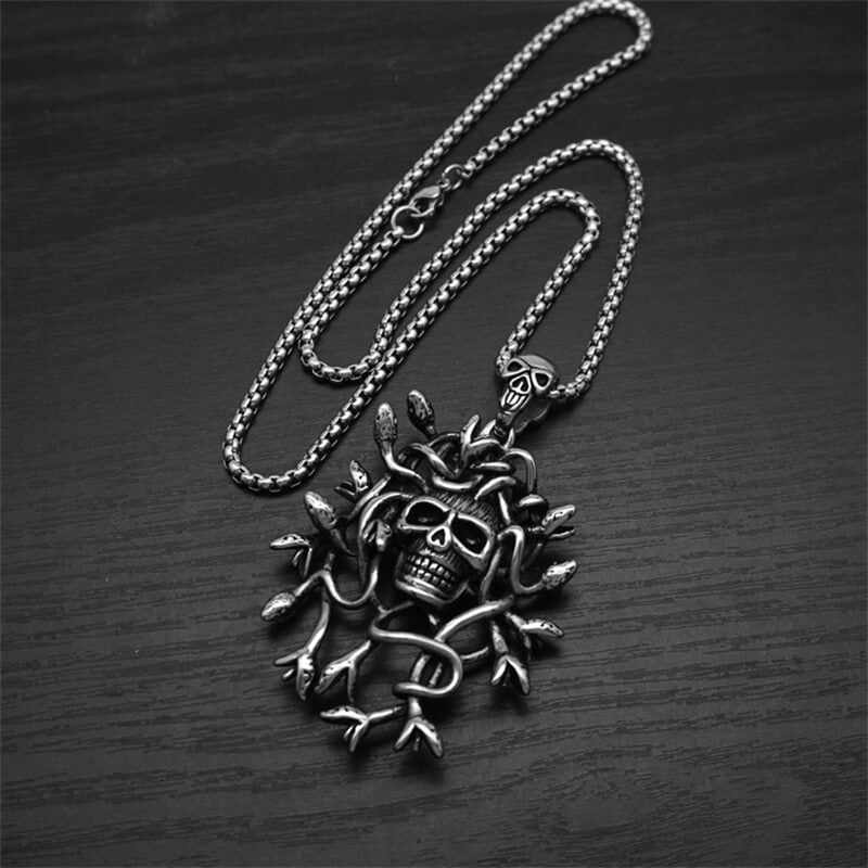 Greek Mythology Snake Hair Skull Stainless Steel Pendant