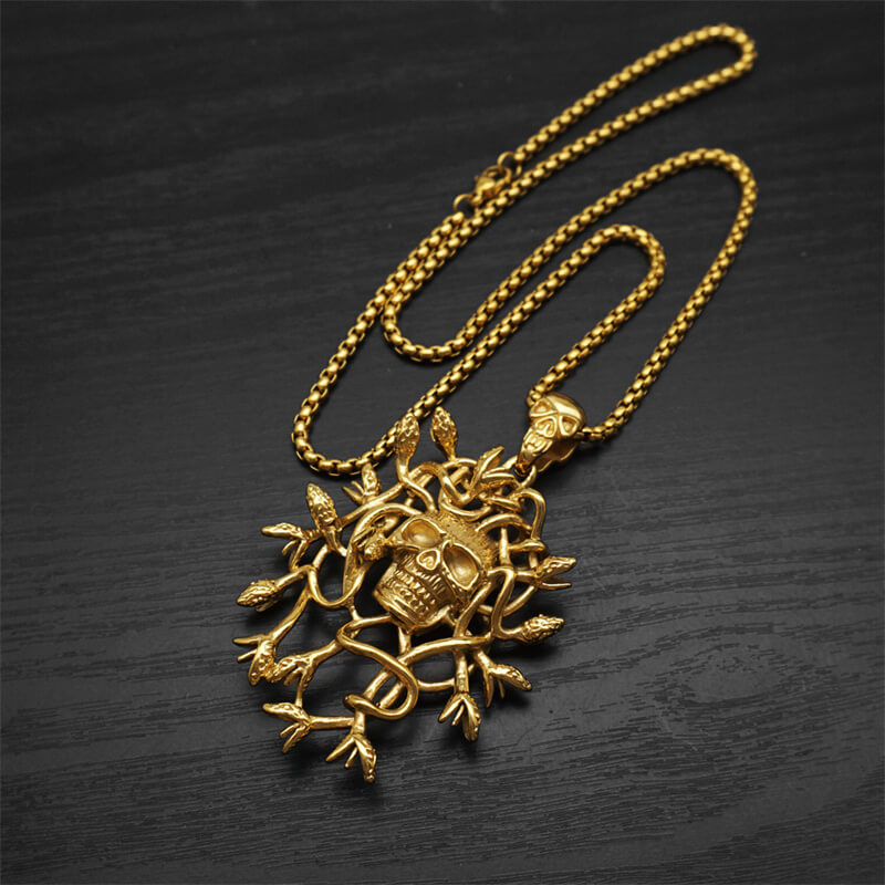 Greek Mythology Snake Hair Skull Stainless Steel Pendant