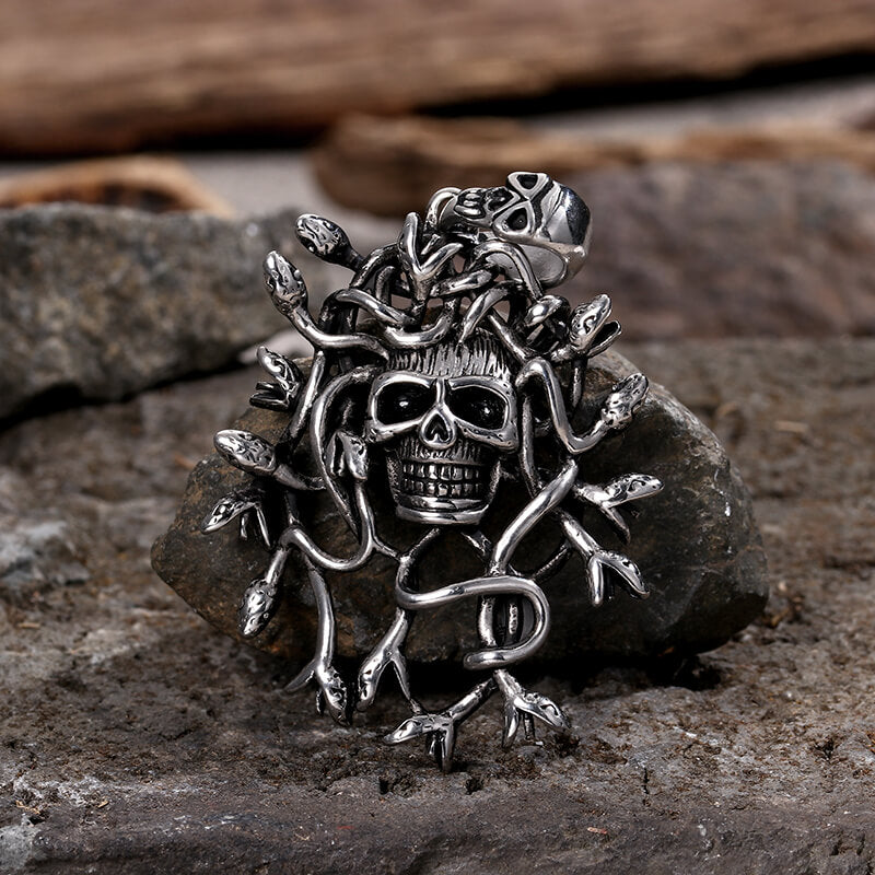 Greek Mythology Snake Hair Skull Stainless Steel Pendant