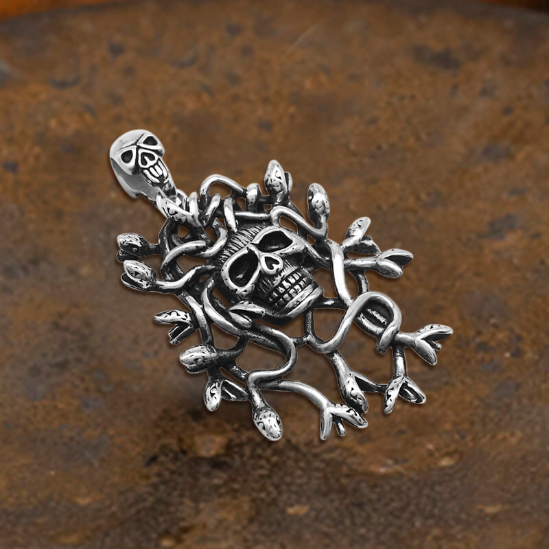 Greek Mythology Snake Hair Skull Stainless Steel Pendant