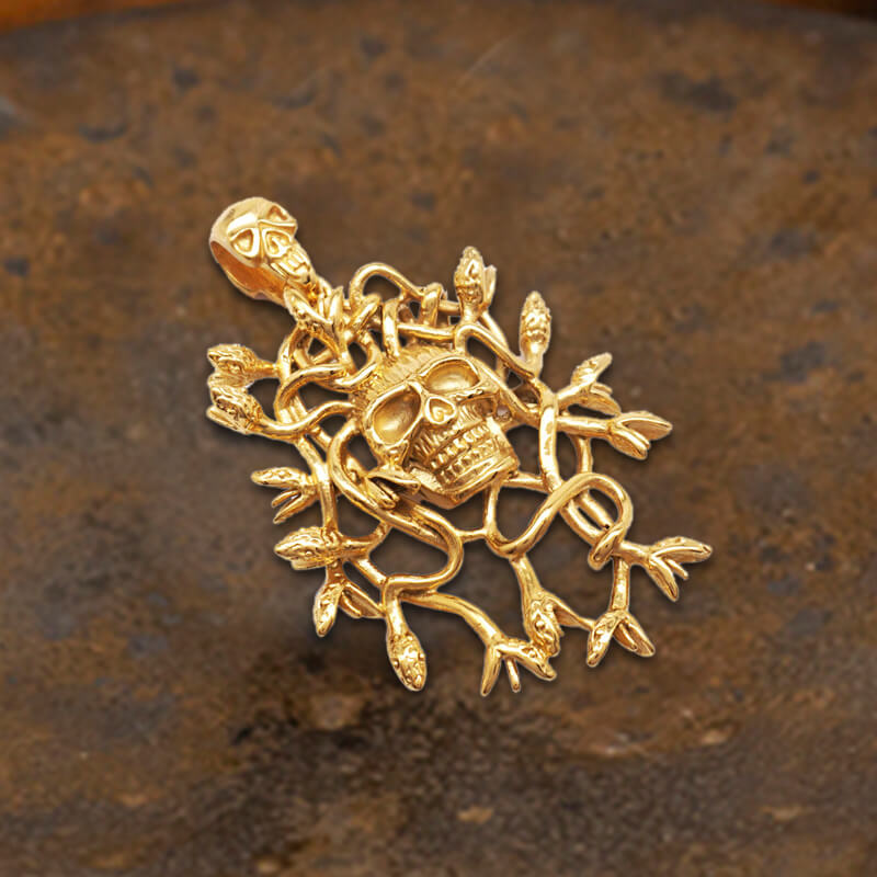 Greek Mythology Snake Hair Skull Stainless Steel Pendant