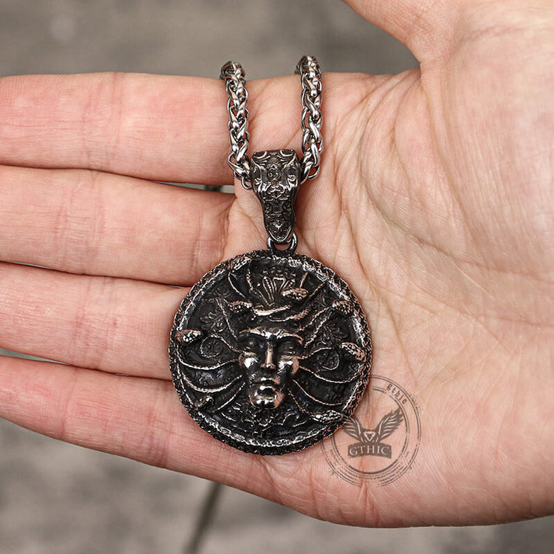 Greek Snake Head Medusa Stainless Steel Pendant | Gthic.com