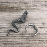 Green Eye Snake Stainless Steel Drop Earring | Gthic.com