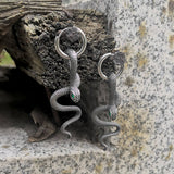 Green Eye Snake Stainless Steel Drop Earring | Gthic.com