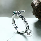 Green Eye Snake Stainless Steel Ring | Gthic.com