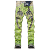 Green Spider Web Embroidered Cotton Pants | Gthic.com
