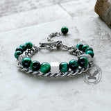 Green Tiger Eye Stainless Steel Bracelet