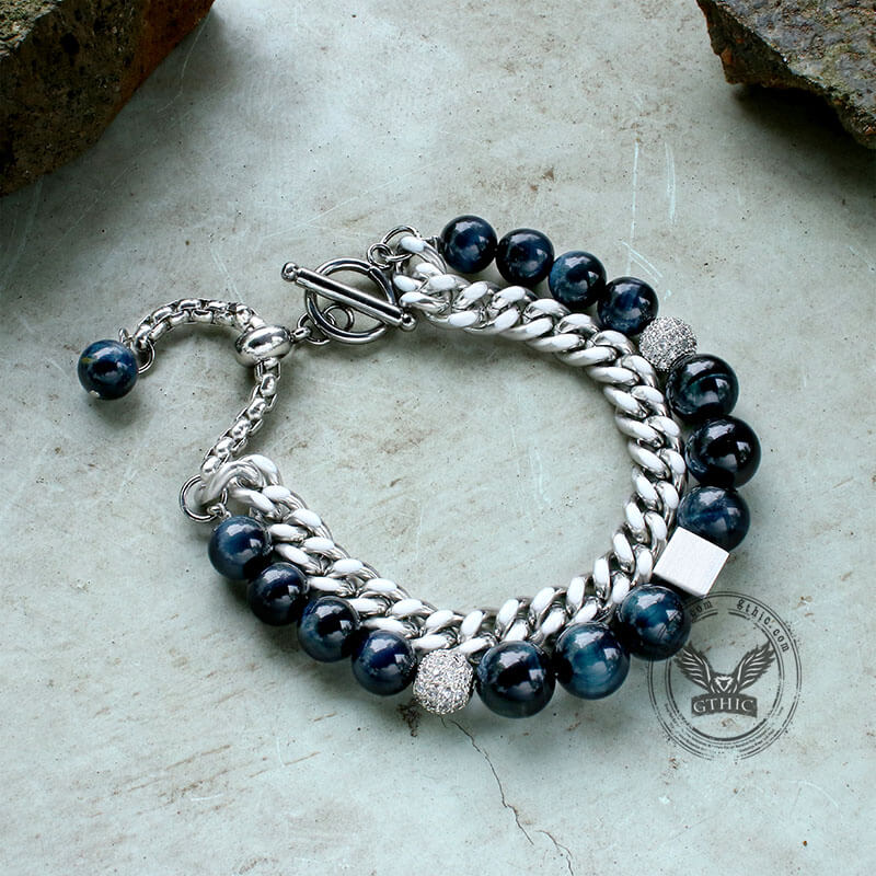 Green Tiger Eye Stainless Steel Bracelet | Gthic.com