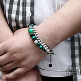 Green Tiger Eye Stainless Steel Bracelet | Gthic.com