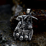 Grim Reaper Moth Stainless Steel Skull Pendant | Gthic.com