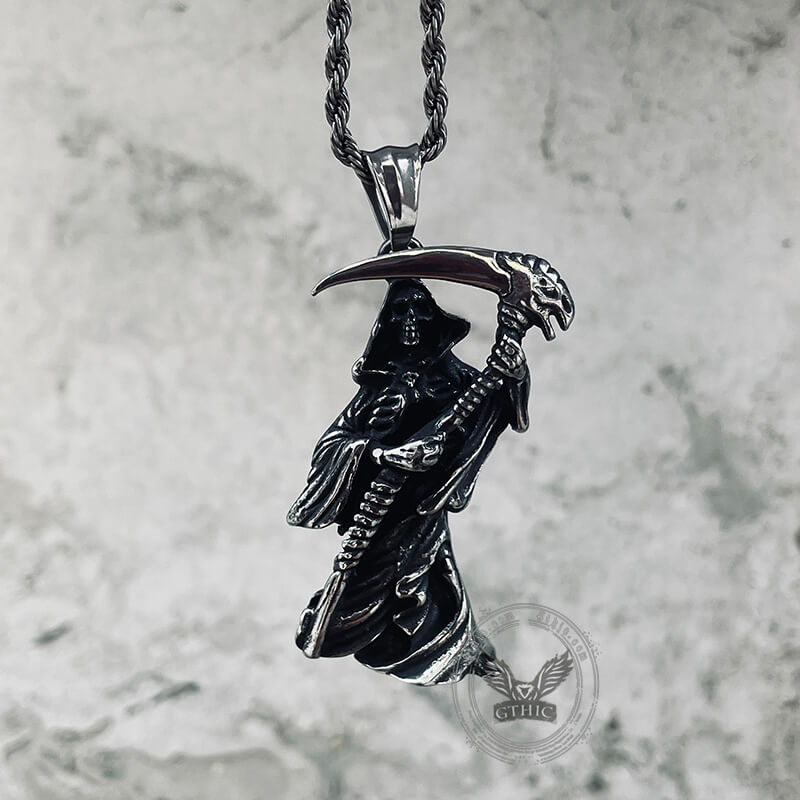 Grim Reaper Scythe Stainless Steel Pendant | Gthic.com