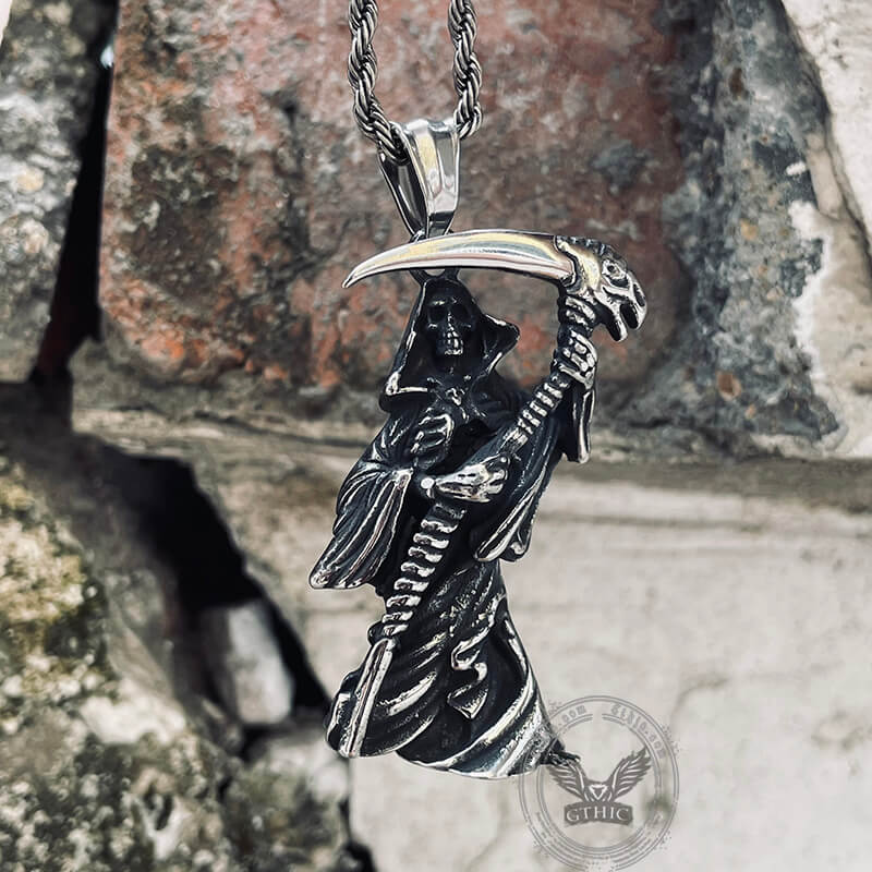 Grim Reaper Scythe Stainless Steel Pendant | Gthic.com