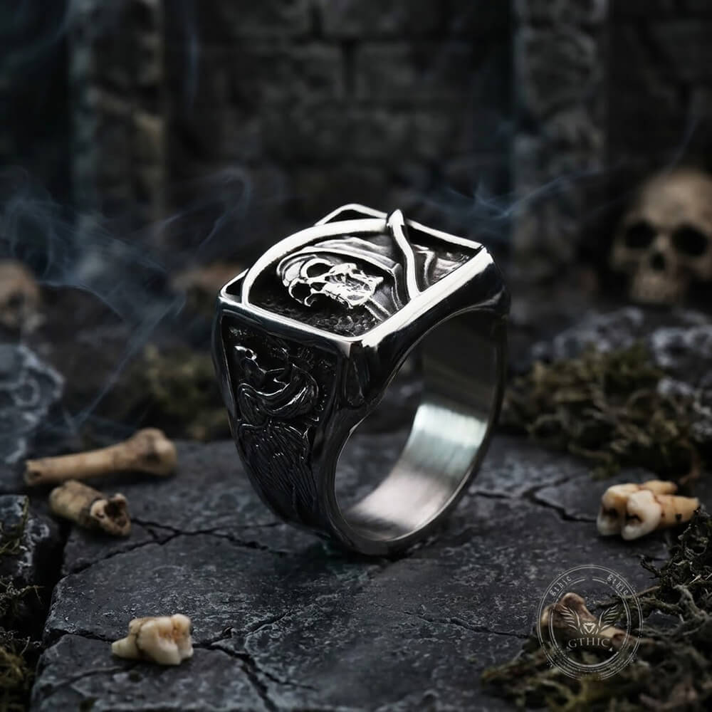 Grim Reaper Stainless Steel Gothic Skull Ring