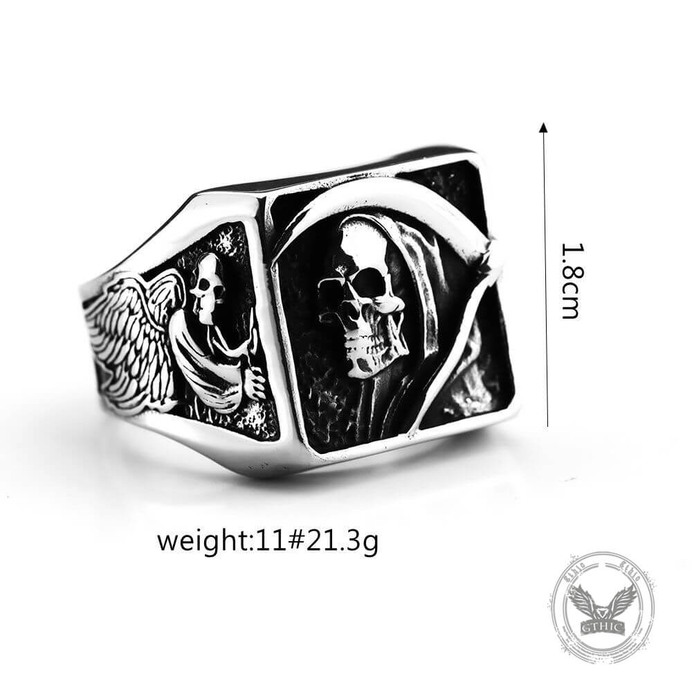 Grim Reaper Stainless Steel Gothic Skull Ring