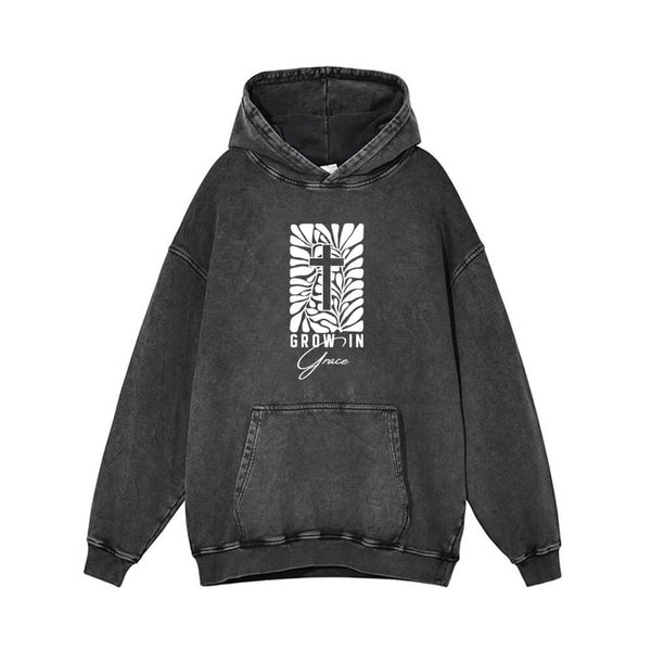 Grow In Grace Cross Vintage Washed Hoodie