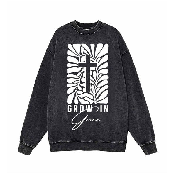 Grow In Grace Cross Vintage Washed Sweatshirt