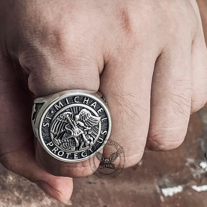 Guardian Angel Templar Knight Sterling Silver Ring