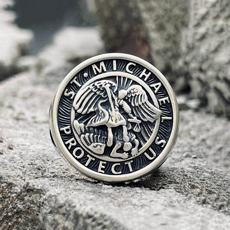 Guardian Angel Templar Knight Sterling Silver Ring | Gthic.com