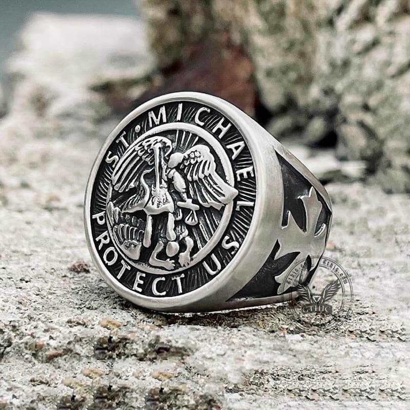Guardian Angel Templar Knight Sterling Silver Ring | Gthic.com