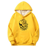 Half Face Skeleton Flower Crew Collar Hoodie