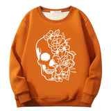 Half Face Skeleton Flower Plague Crew Collar Sweatshirt