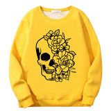 Half Face Skeleton Flower Plague Crew Collar Sweatshirt