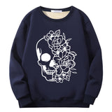 Half Face Skeleton Flower Plague Crew Collar Sweatshirt