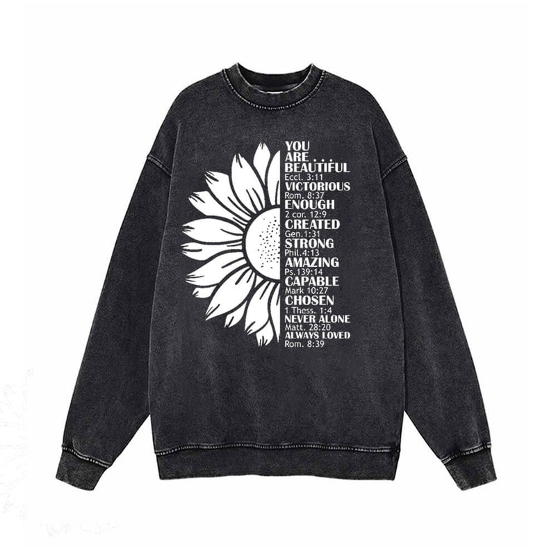 Half Flower You Are Beautiful Vintage Washed Sweatshirt