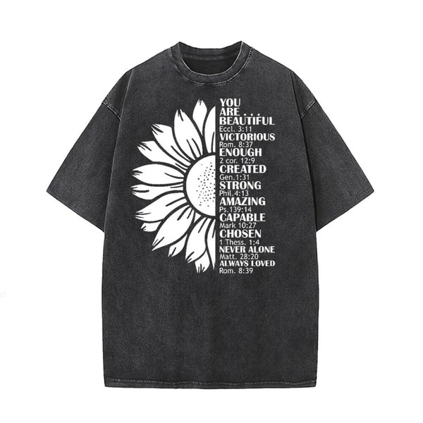 Half Flower You Are Beautiful Vintage Washed T-shirt