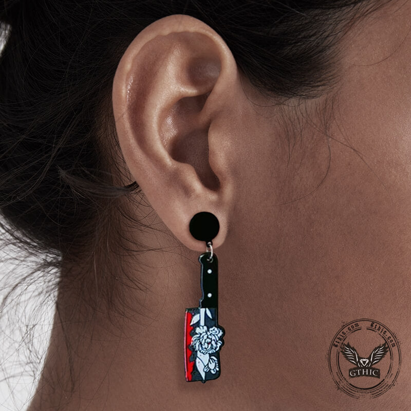 Halloween Acrylic Knife Dangle Earrings