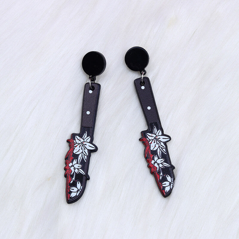 Halloween Acrylic Knife Dangle Earrings