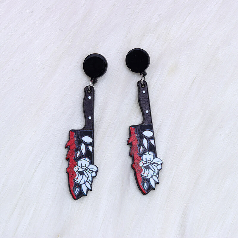 Halloween Acrylic Knife Dangle Earrings