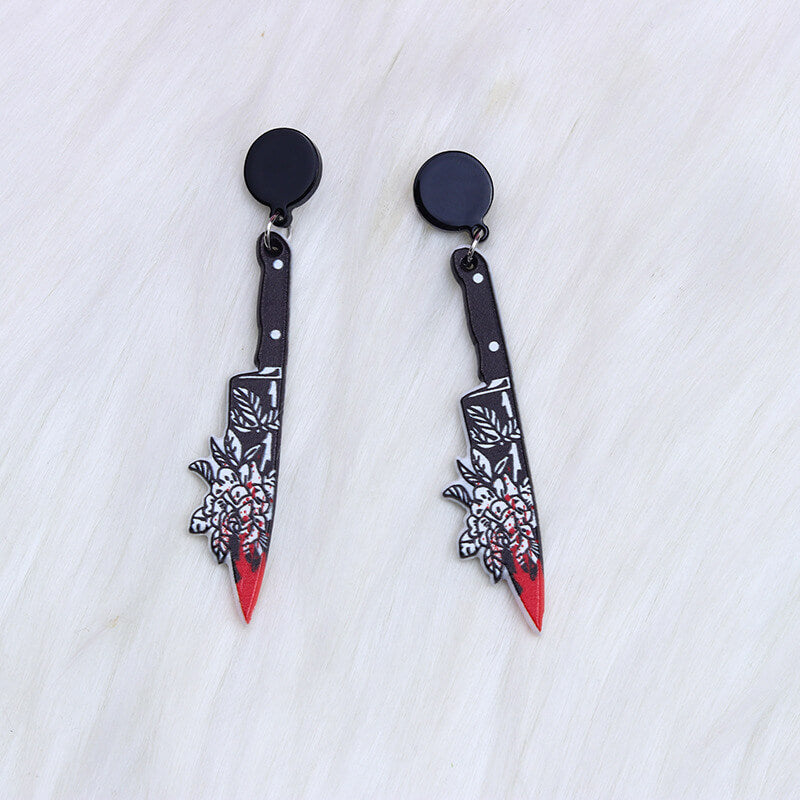 Halloween Acrylic Knife Dangle Earrings
