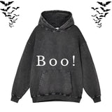 Halloween Boo Vintage Washed Hoodie Sweatshirt