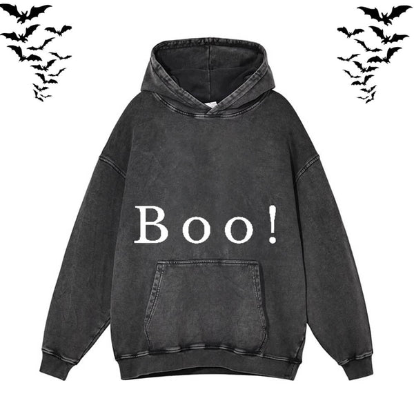 Halloween Boo Vintage Washed Hoodie Sweatshirt