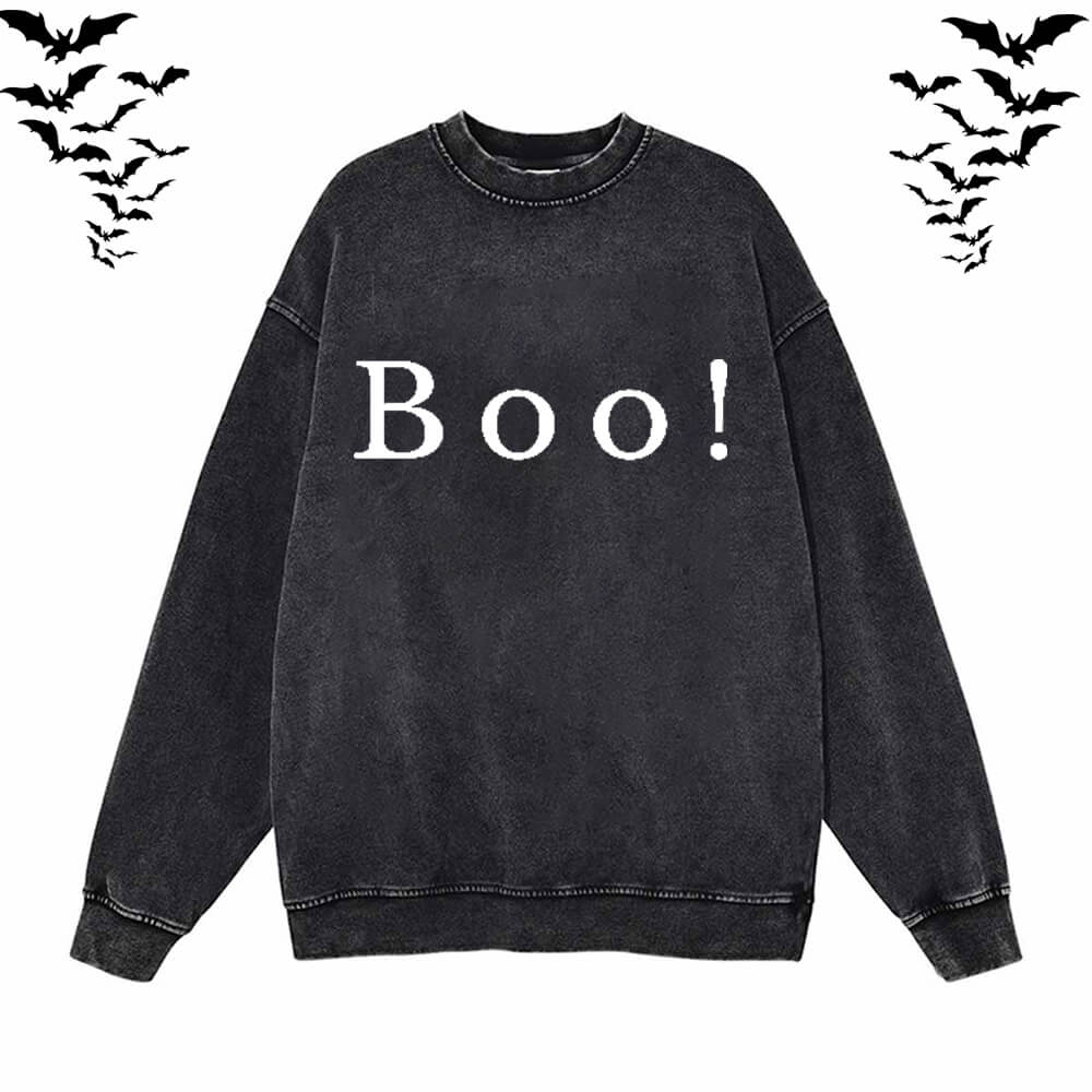Halloween Boo Vintage Washed Hoodie Sweatshirt