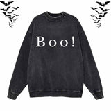 Halloween Boo Vintage Washed Hoodie Sweatshirt