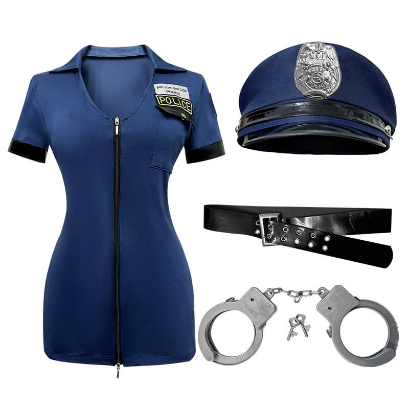 Halloween Cosplay Police Woman Zipper Uniform Set | Gthic.com