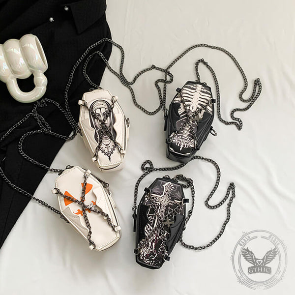 Halloween Cross Skull Coffin Design Crossbody Bag 01 | Gthic.com