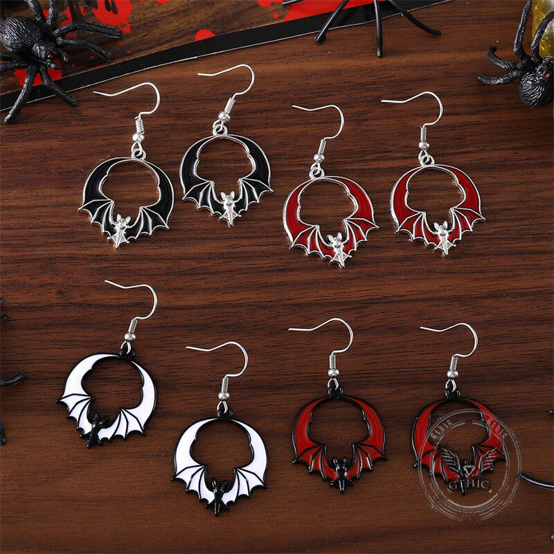 Halloween Dark Bat Zinc Alloy Earrings 02 | Gthic.com